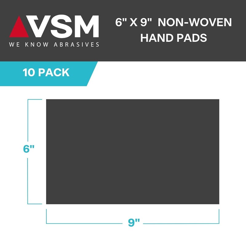 VSM 10-Pack: 6" x 9", Maroon - Very FIne, Non-Woven Hand Pad, Aluminum Oxide Grains, Rust and Oxidation Resistant, Multipurpose Abrasive Scrub Pad for Finishing and Cleaning - Image 3